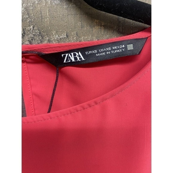 Zara Dark Pink Tie Front Blouse Top Size XS New With Tags - Picture 3 of 4